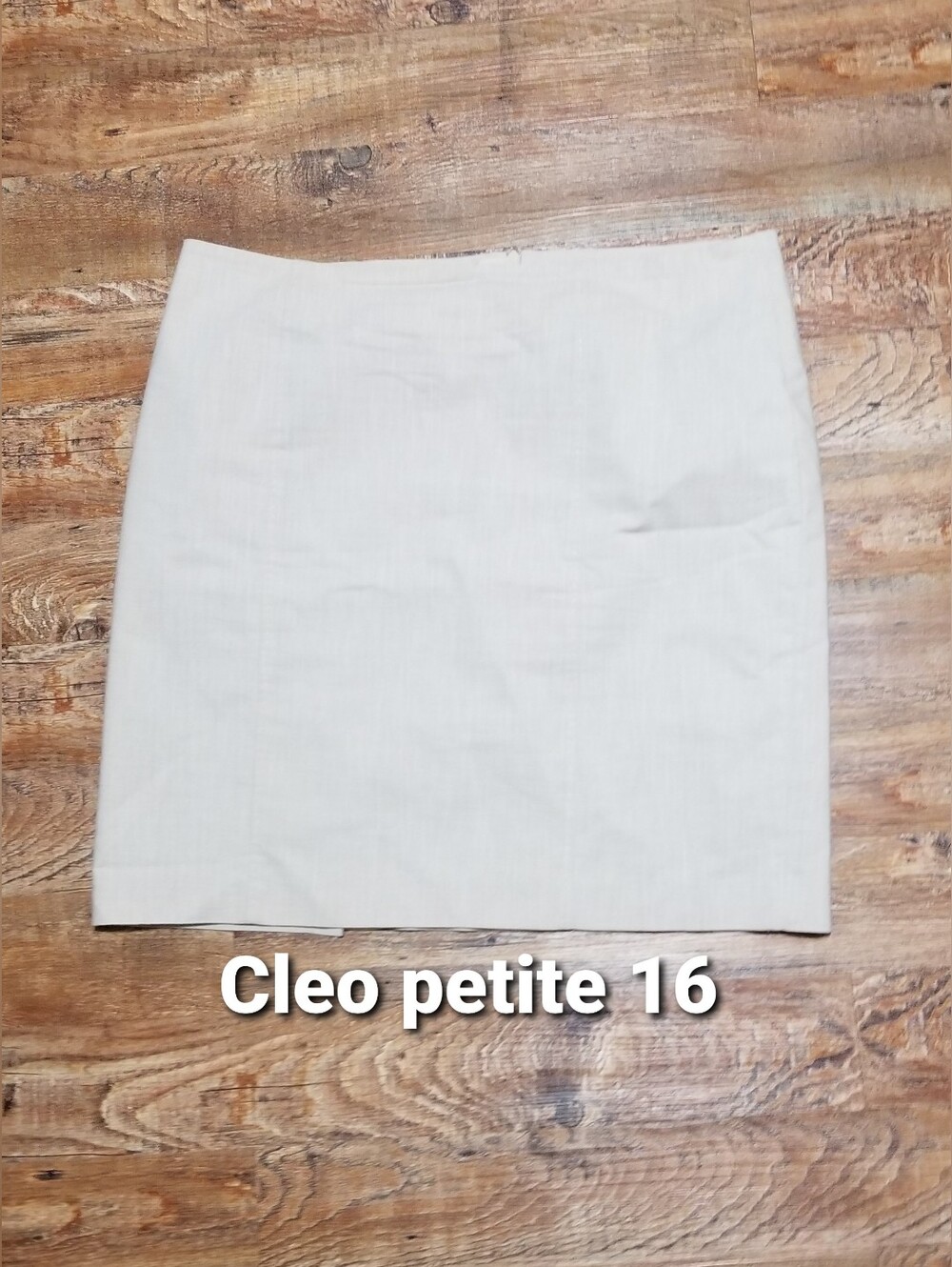 Cleo Skirt Petite 16 Cream Knee Pencil Lined Business Cotton Spandex